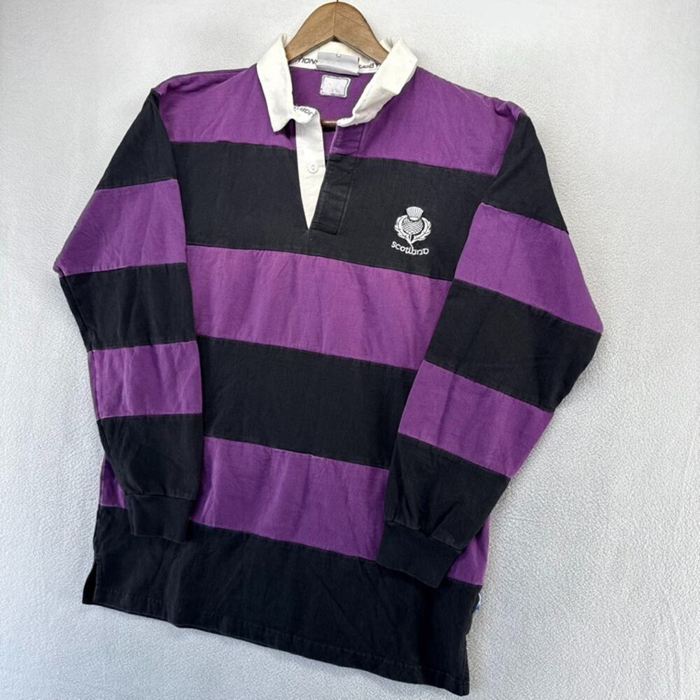 Vintage Scotland Rugby Shirt Men's XL Purple Nations Colorblock Embroidered y2k